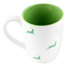 Green Running Deer Decorative Handcraft Ceramic Coffee Mug